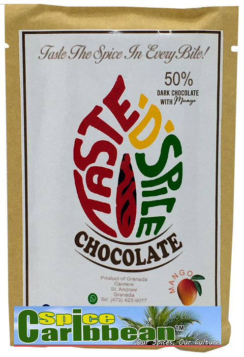 50% Dark Chocolate with Mango (2 bars) - "Taste D Spice", Grenada, Caribbean