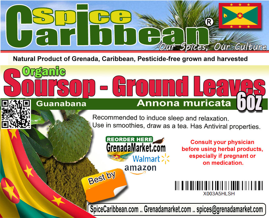 Sour Sop Organic Ground (powdered) Leaves - 6oz, Grenada, Caribbean