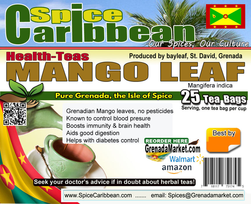 MANGO LEAF - Tea, 25 Bags (Natural, organic, no caffeine) - Grenada, Caribbean