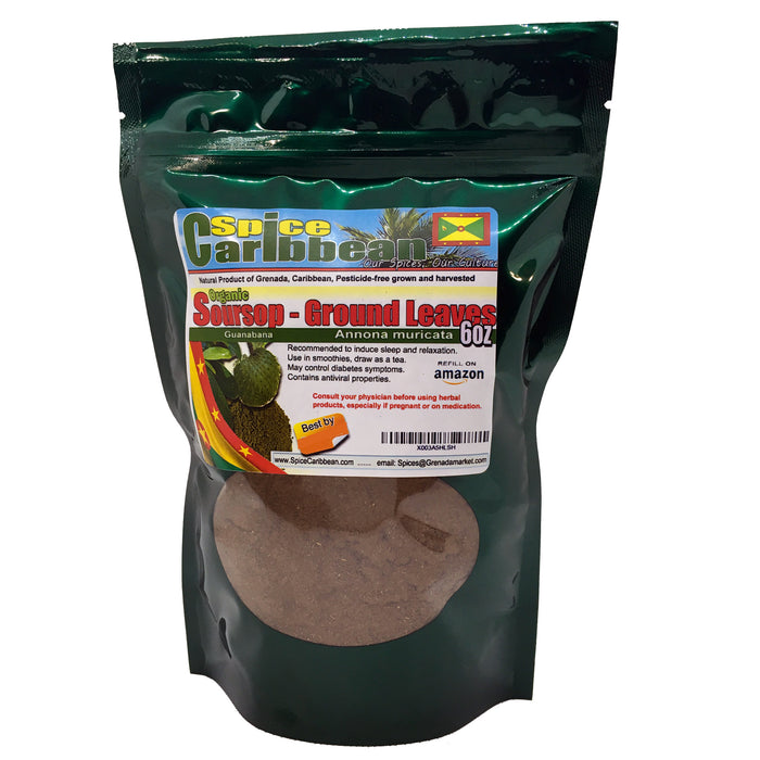 Sour Sop Organic Ground (powdered) Leaves - 6oz, Grenada, Caribbean