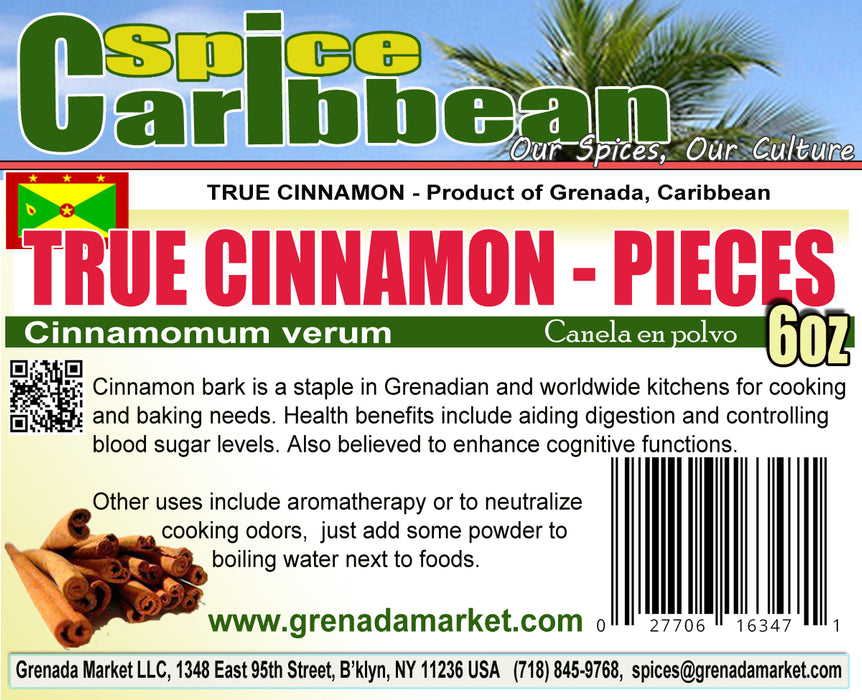 CINNAMON PIECES (True Cinnamon) - Pure Grenada (6 Oz in resealable pouch)