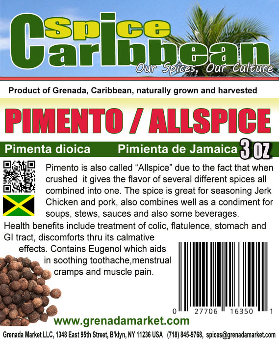 PIMENTO - WHOLE (6 Oz in resealable pouch), product of Jamaica, Caribbean