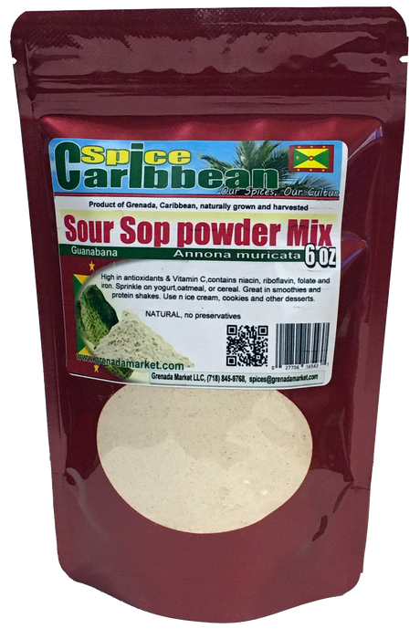 Sour Sop Powder (Organic Pulp) - 6oz, Grenada, Caribbean