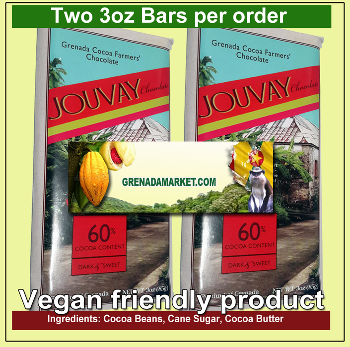 60% Chocolate  (Dark & Sweet) -  2 Bars x 3.5 Oz ea.