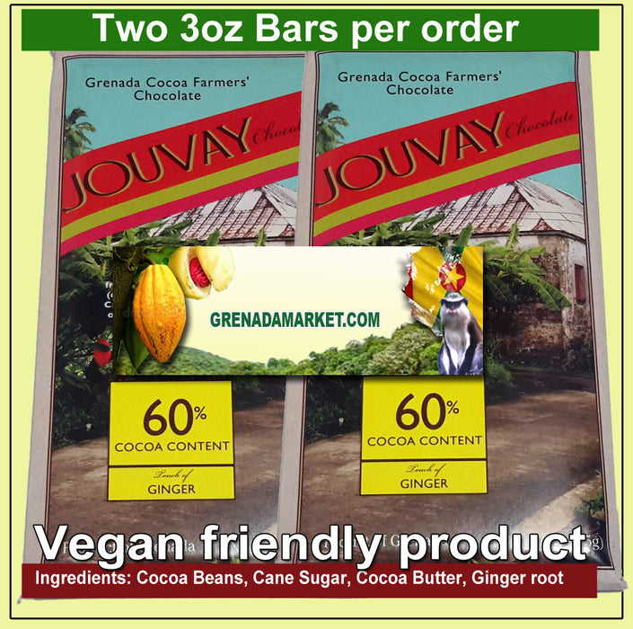 60% Cocoa, with Ginger (2 Bars x 3.5 Oz ea.)