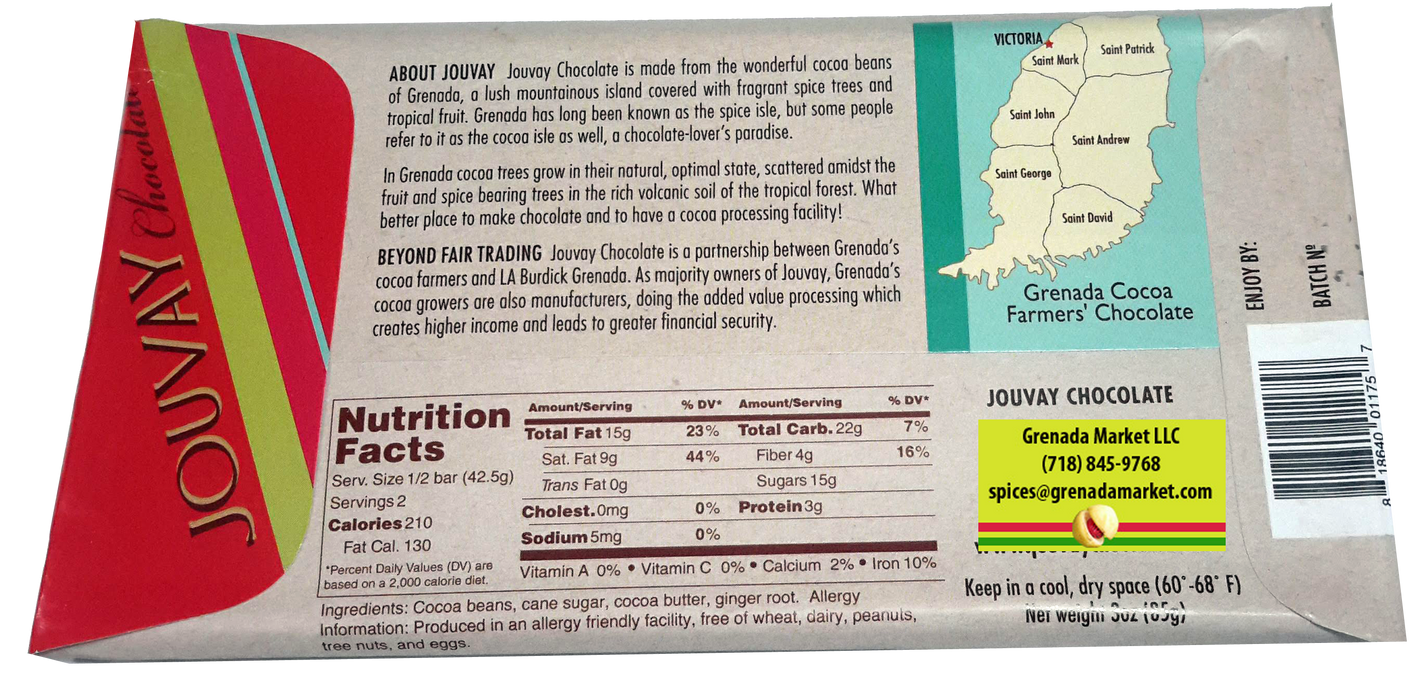 60% Chocolate (Touch of Ginger) - 2 Bars x 3.5 Oz ea.