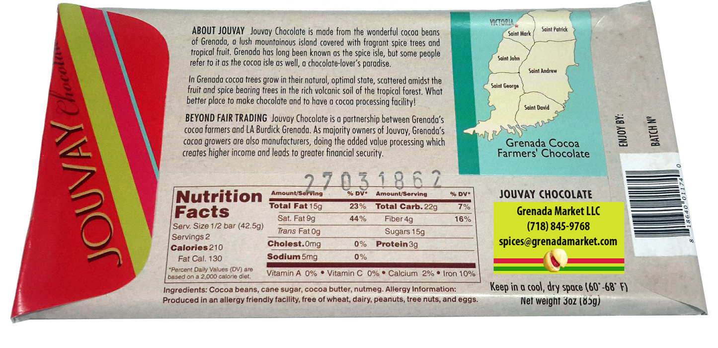 60% Chocolate (Touch of Nutmeg) - 2 Bars  x 3.5 Oz ea.