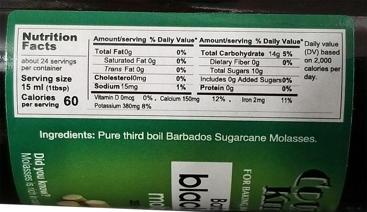BLACKSTRAP MOLASSES - Country Kitchen, 355ml, product of Barbados
