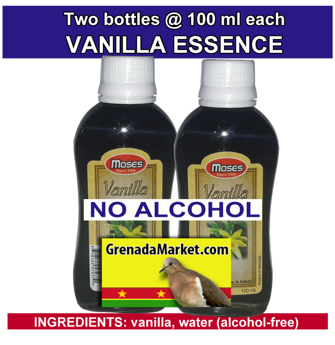 VANILLA Essence by MOSES (2 x 100ml bottles per order) - Grenada, Caribbean