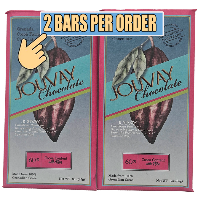 60% Cocoa, with Nibs  (2 Bars x 3.5 Oz ea.)