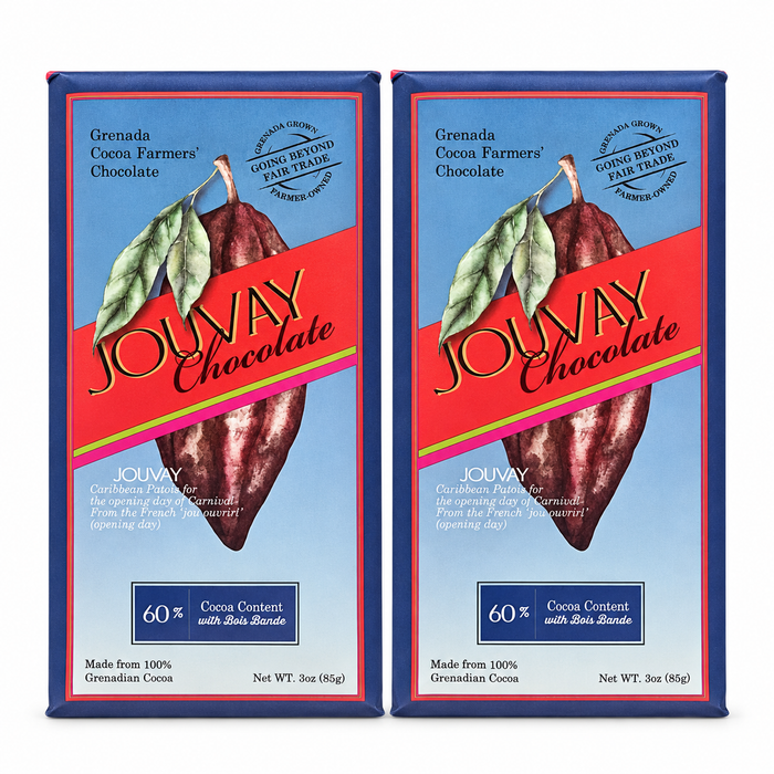 60% Cocoa Dark Chocolate Bars with Bois Bande, Grenada, 2 Pack (3.5 oz Each)