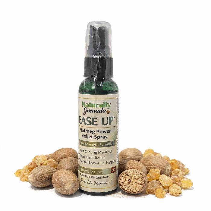 "EASE UP" Nutmeg Pain Relief Spray, with Boswellia Serrata, 2oz - 60ml (Product of Grenada, Caribbean)