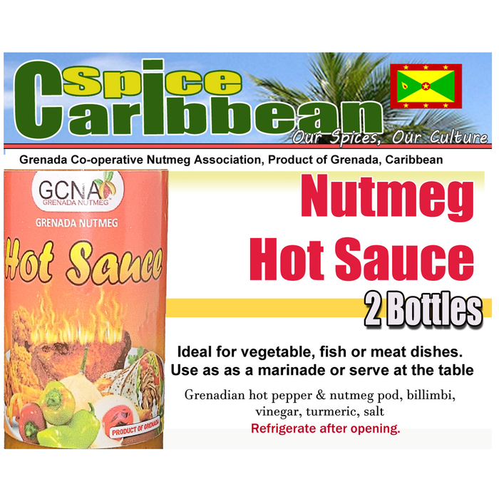 Nutmeg Gourmet Hot Sauce (2 bottles @ 147 ml each) - Grenada, Caribbean