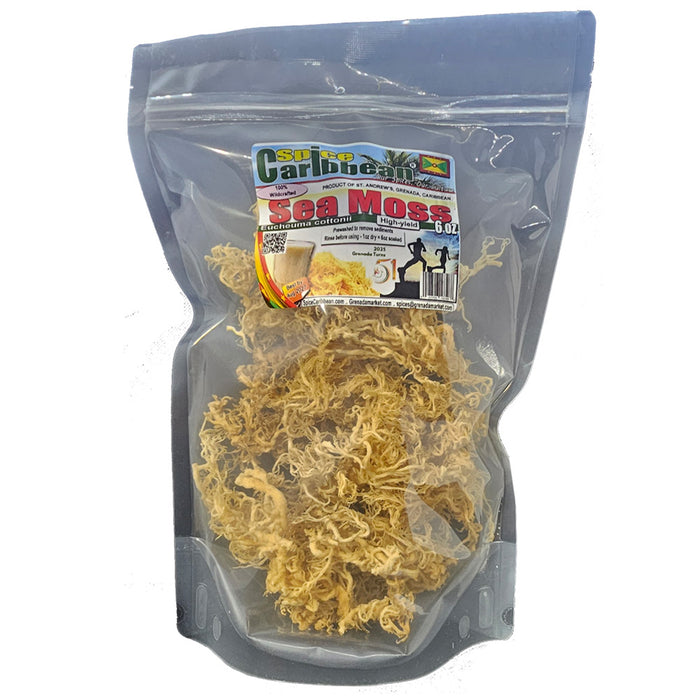 GOLDEN SEA MOSS - Wildcrafted, Hi-Yield (6 Oz resealable pouch, Product of Grenada)