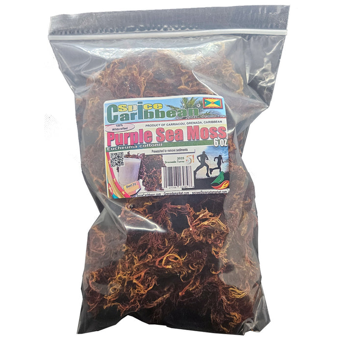 PURPLE SEA MOSS - Wildcrafted, (6 Oz resealable pouch, Product of Carriacou, Grenada)
