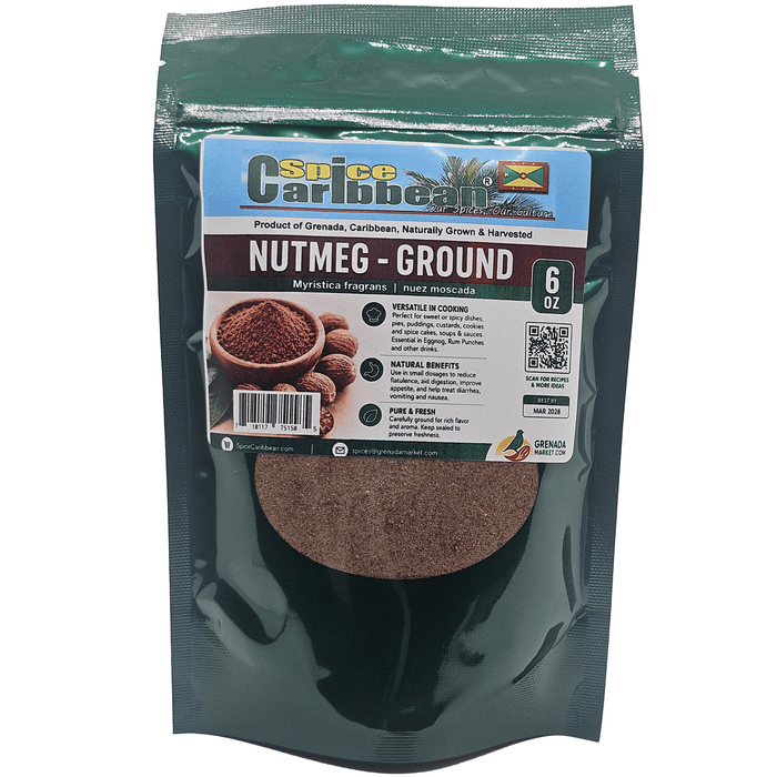 NUTMEG - GROUND, Spice of Grenada (6 Oz in resealable pouch)