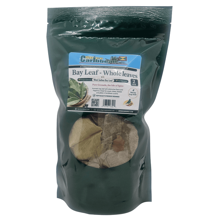 BAY LEAF - WHOLE LEAVES , Spice of Grenada (2 Oz resealable pouch)