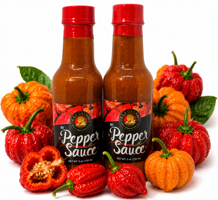 PEPPER SAUCE (2 bottles per order) - De La Grenade (150ml, 5oz) - Grenada, Caribbean