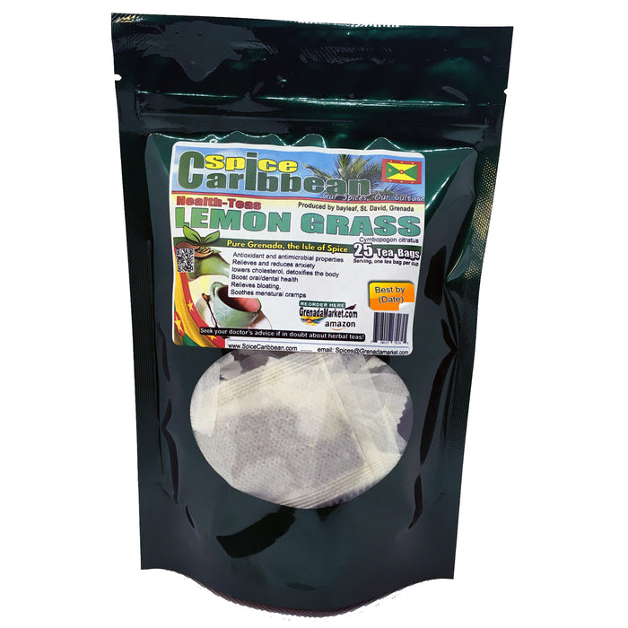 LEMON GRASS - Tea,  25 Bags (Natural, organic, no caffeine) - Grenada, Caribbean