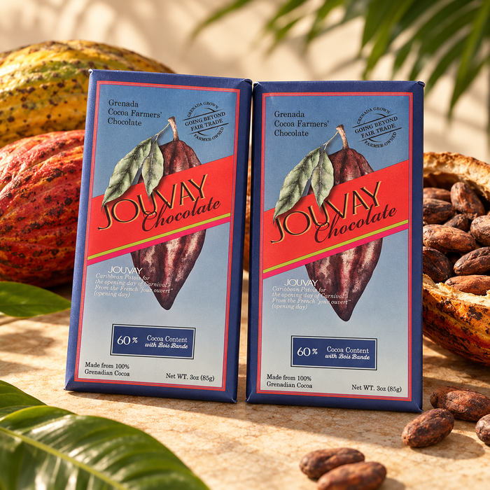 60% Cocoa Dark Chocolate Bars with Bois Bande, Grenada, 2 Pack (3.5 oz Each)