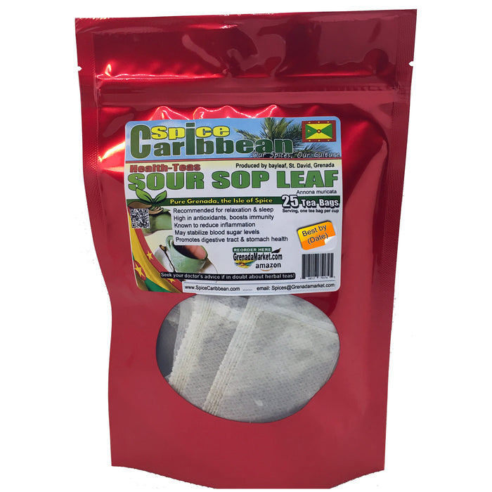 SOUR SOP - Tea, 25 Bags (Natural, organic, no caffeine) - Grenada, Caribbean
