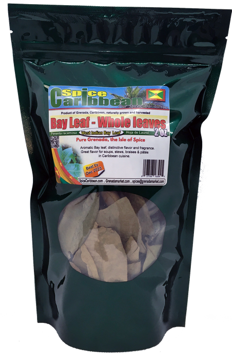 BAY LEAF - WHOLE LEAVES , Spice of Grenada (2 Oz resealable pouch)