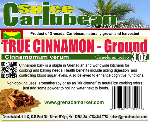 CINNAMON - GROUND (TRUE CINNAMON) - cinnamomum verum (3 Oz resealable pouch, Grenada)