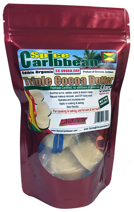 Triple Cocoa Butter - 6 bars per pouch (Approx 5oz) - Grenada, Caribbean