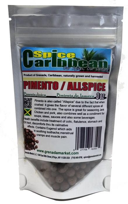 PIMENTO - WHOLE (3 Oz in resealable pouch), spice of Jamaica, Caribbean