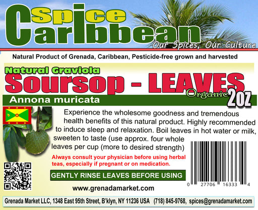 Sour Sop / Graviola Ground Leaves - Pure Grenada (6oz in resealable pouch)