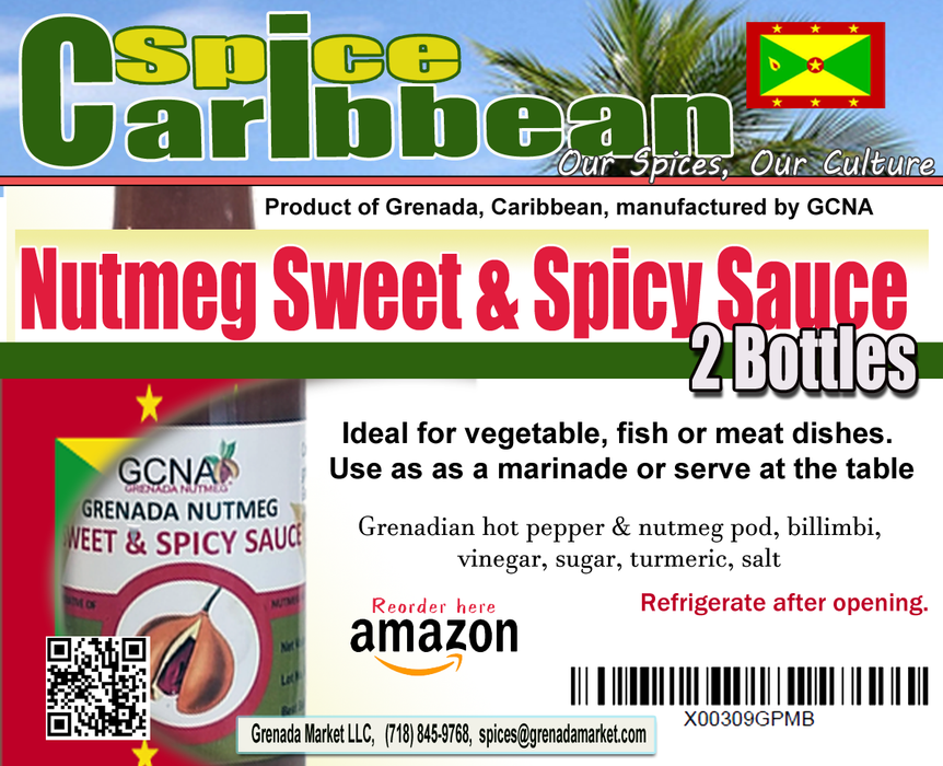 billimbi Nutmeg Sweet & Spicy Gourmet Sauce (2 bottles @ 147 ml each) - Grenada —  Grenada Market