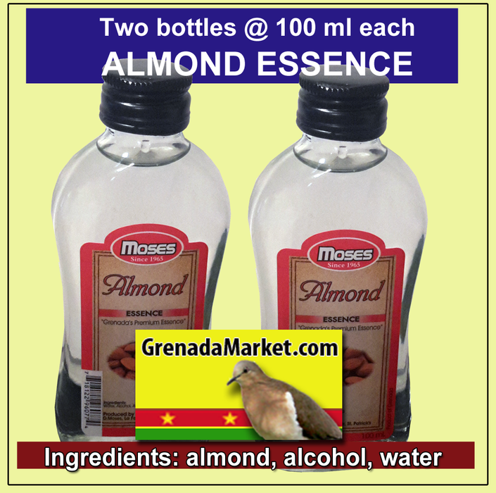 ALMOND Essence by MOSES (2 x 100ml bottles per order) - Grenada, Caribbean