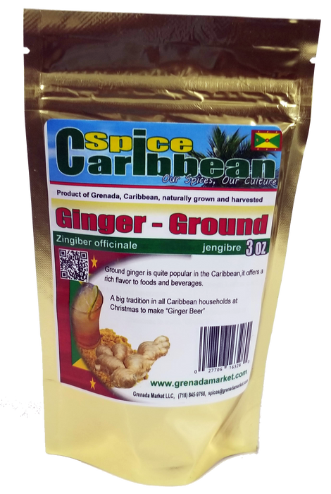GINGER - GROUND (3 Oz resealable pouch, Grenada)