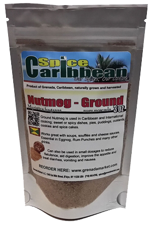 NUTMEG - GROUND, Spice of Grenada (3 Oz in resealable pouch)