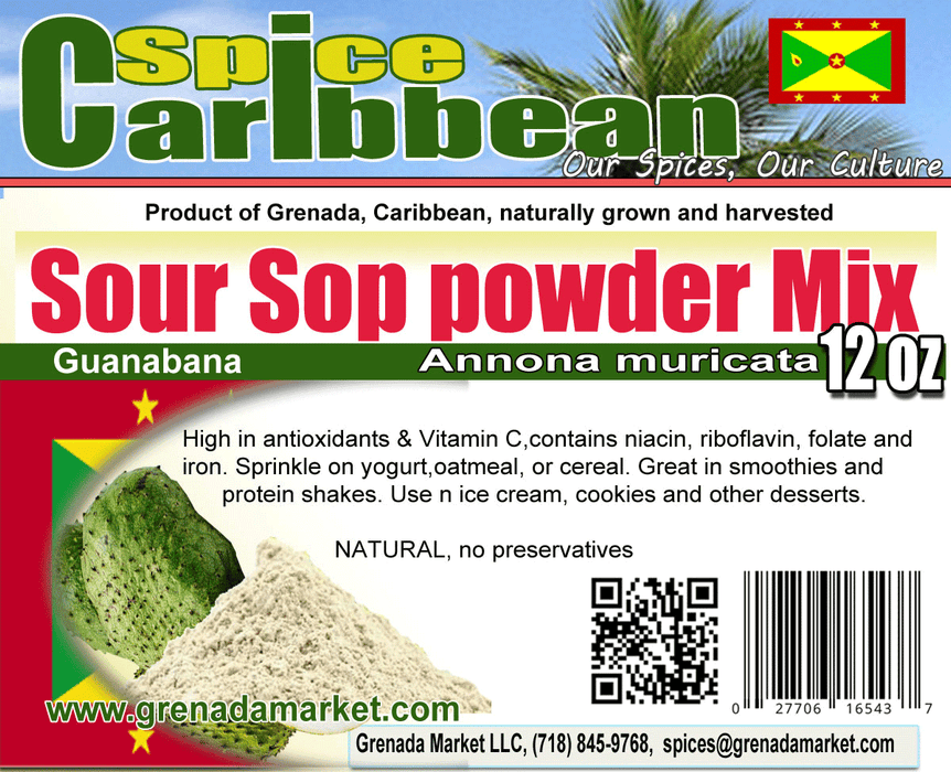Sour Sop Powder (Organic Pulp) - 12oz, Grenada, Caribbean