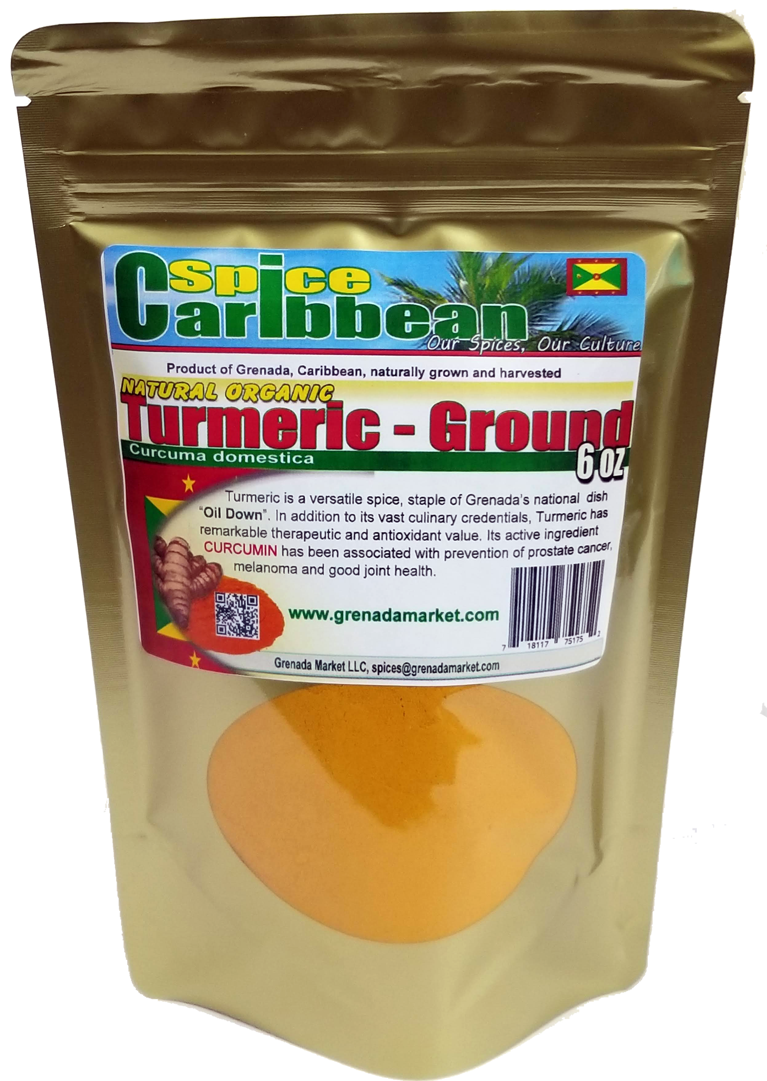 TURMERIC GROUND Spice of Grenada 6 Oz in resealable pouch