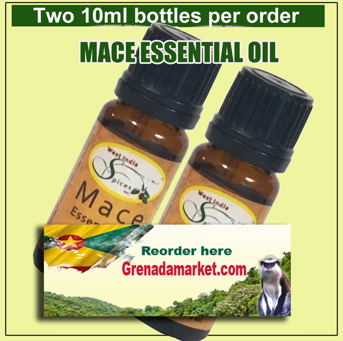 100% Pure MACE Essential Oil - 2 Vials @ 10ml - Grenada, Caribbean